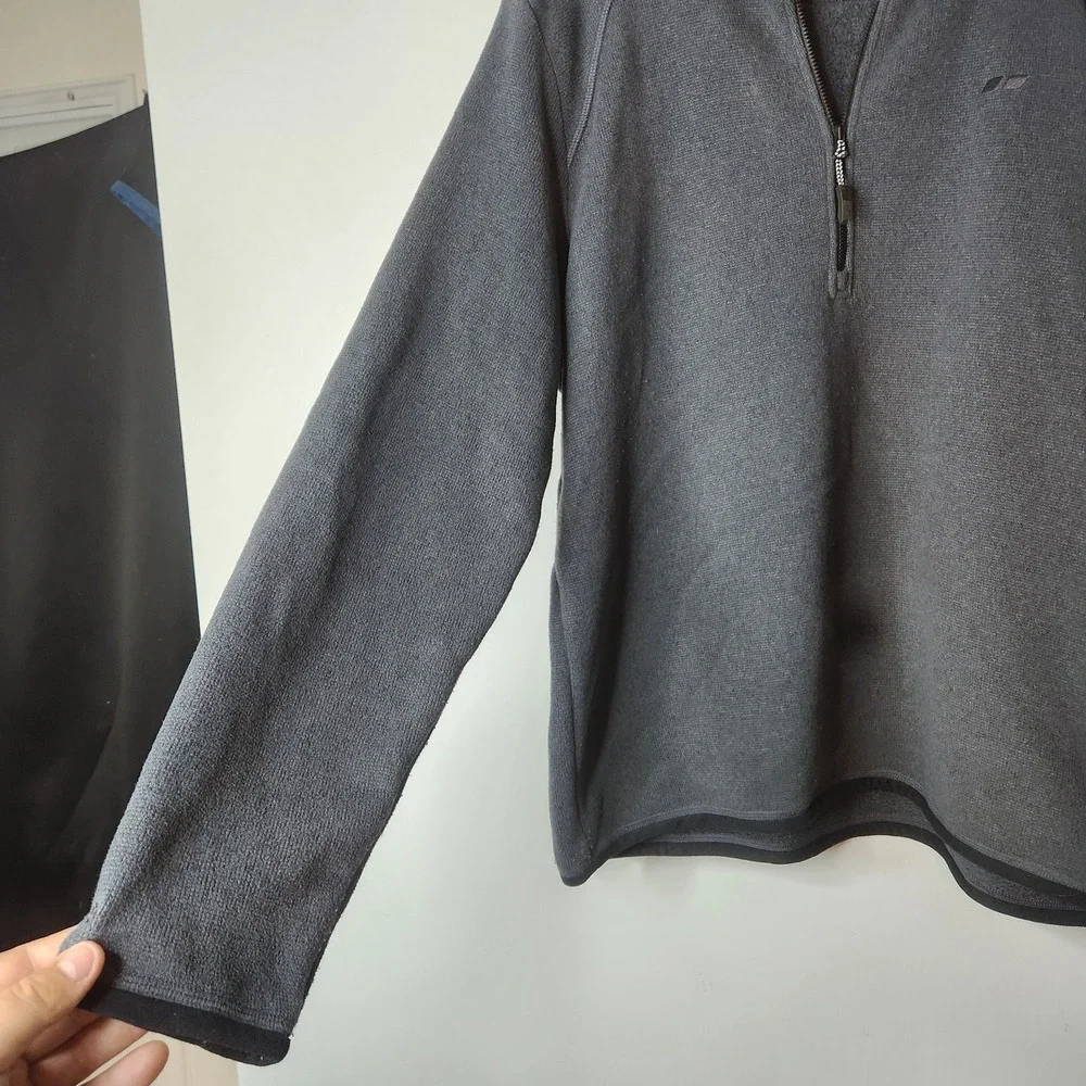 Koppen Fleece Pullover 1/4 Zip Mock Collar Gray‎ Raglan Sleeve Size Large